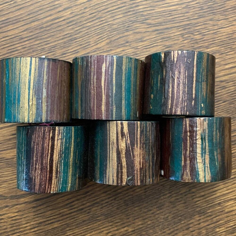 Wood Purple & Green Napkin Rings